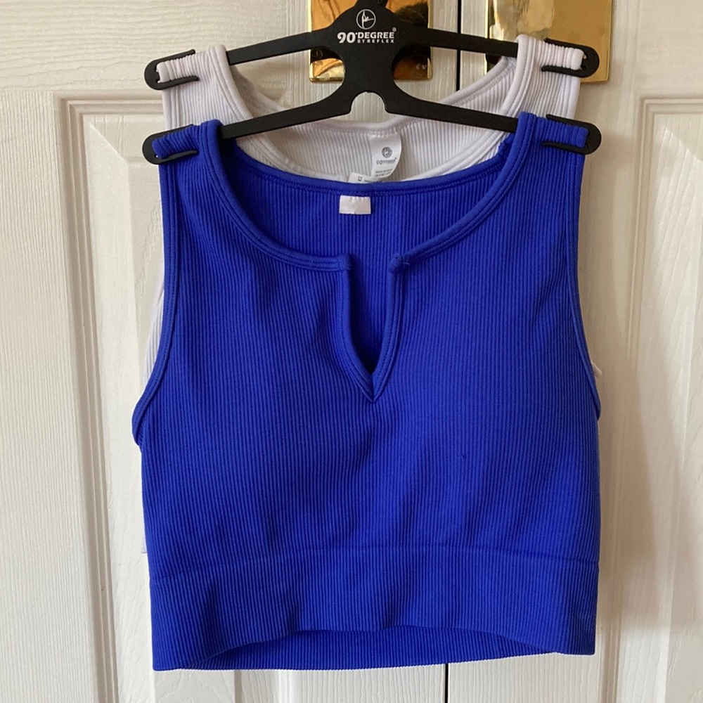 Blue and White Active Crop Top / Sports Bras